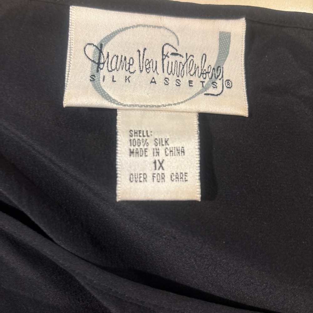 Diane von Furstenberg Vintage Y2K Minimalist Maxi Dress Silk Black Womens 1X - Picture 6 of 9